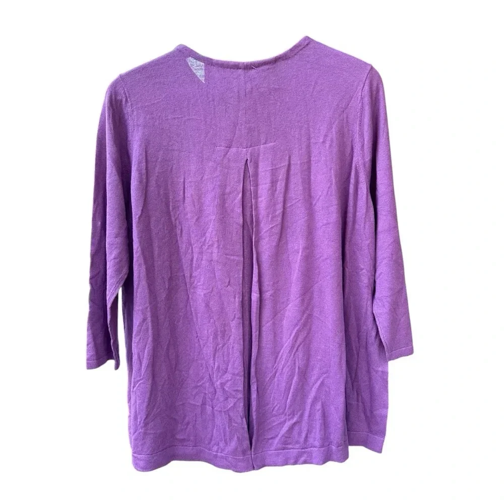 J. Jill Cardigan Sweater NWT Button Front Round Neck 3/4 Sleeves Violet XL Tall